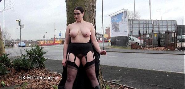  Chubby amateur flasher Alyss in public masturbation and outdoor exhibitionism of
